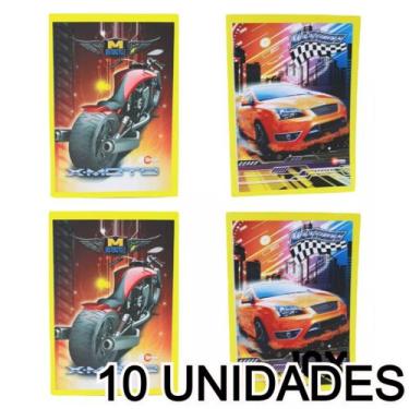 Imagem de Kit 10 Cadernos Brochura 60 Folhas Universitário Capa Flexível Estampa