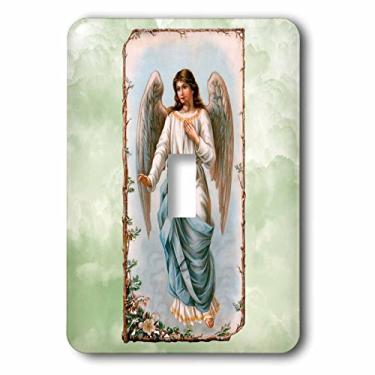 Imagem de 3dRose lsp_54097_1" Anjo Roupão Amarelo e Azul em um Alter Peça Floral em um Fundo Texturizado de Nuvem Verde - Interruptor de Interruptor Único