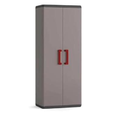 Imagem de Keter Armário Alto Multiuso Quadra Organizador com Espaço Vertical Resistente e Durável para Área Externa Polipropileno 166cm x 68cm x 39cm Cor Cinza - Cimento Queimado