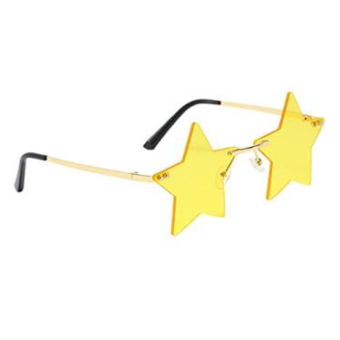 Imagem de oshhni Óculos de terre pentagrama para homens mulheres personalidade irregular ao ar livre festa óculos de terre sem moldura rico y, Amarelo