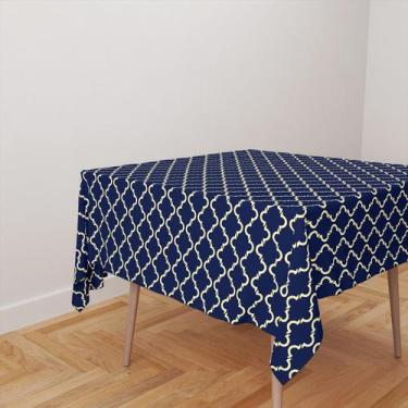 Imagem de Toalha De Mesa Quadrada 4 Lugares Tecido Oxford Escandinavo Azul Marin