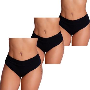 Imagem de Kit 3 Calcinhas Cós Confortável Aperta Barriga Ajuste Perfeito Moda Ín