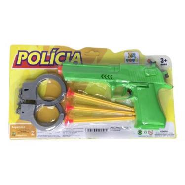 Imagem de Arminha de Brinquedo Policial PISTOLA Lança Dardos COM ALGEMAS - JR