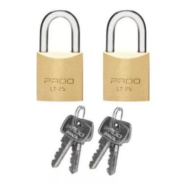 Imagem de Kit 2 Cadeados De Latão Pado 25mm Tradicional Quatro Chaves Iguais Não