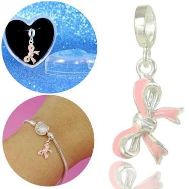 Imagem de Berloque Charms Laço Presente Rosa Prata Legitima - Lojas La+Ny, 2, Pr