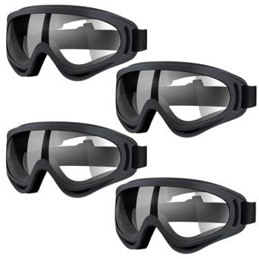 Imagem de Vatefery Pacote com 4 óculos de motocicleta, óculos de ciclismo, quadriciclo, motocross, óculos de esqui para crianças, jovens, homens, mulheres e adultos (E.clear)