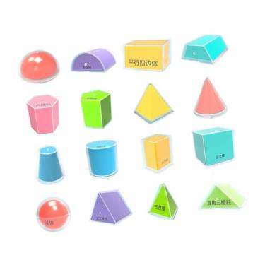 Imagem de Esquirla 16x manipuladores de matemática de sólidos geométricos para ensinar formas 3d blocos geométricos para estudantes do ensino fundamental crianças