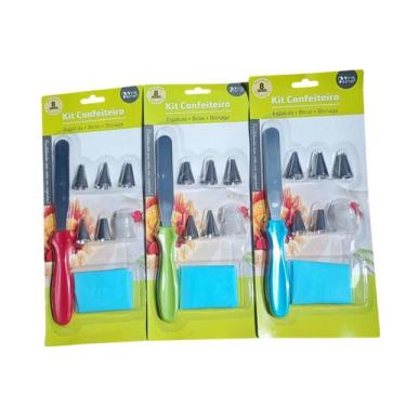 Imagem de Bicos Espátula e Saquinho Confeiteiro Yins Home 8 peças, Verde