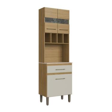 Imagem de Paneleiro 3 Portas 1 Gaveta com Vidro Co4211 Ipê/Cristalo/Petra - Deci