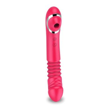 Imagem de Sugador de Clitóris e Vibrador Vai e Vem 7 Modos de Vibração Silicone 23cm x 3,6cm Recarregável
