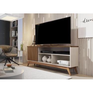 Imagem de Rack para Sala Estar Malbec Wood 1.4 TV até 55 - Móveis Germai, Off Wh