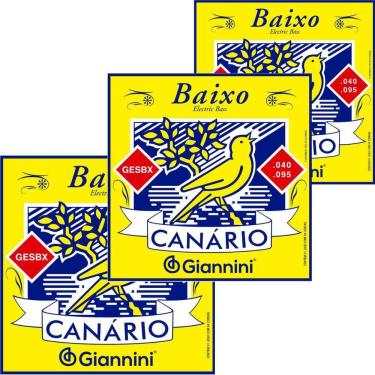 Imagem de Kit 3 Encordoamento Baixo Giannini 4 Cordas Canário GESBX Aço 0.040