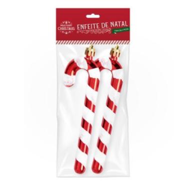 Imagem de Bengala De Doce Enfeite De Natal 15cm 2un - Multiart