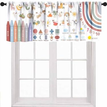 Imagem de Cortinas curtas com alfabeto infantil, desenho animado arco-íris, alfabeto, aprendizagem, creche, sala de aula, tratamentos, berçário, sala de jogos, sala de estar, 1 peça, 137 x 45 cm
