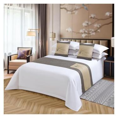 Imagem de Cachecol de corredor de cama de hotel, mantas de cama de luxo para pés da cama, colchas, decoração de quarto, toalha de cauda, confortável, proteção de cama para solteiro, Queen King, tamanho cinza||2