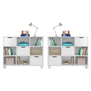 Imagem de Kit 2 Nichos Organizadores Com Rodízios Toys Q01 3 Gavetas Branco