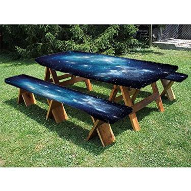 Imagem de Capa de toalha de mesa de piquenique espacial e bancada, vibrante celestial supernova, cenário de energia dinâmica, Andrômeda, imagem mística do espaço sideral, para uso ao ar livre, parque, terraço,