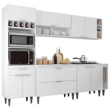 Imagem de Armário de Cozinha Com Tampo CP07 260cm Pérola Branco Z34     - Mpozenato