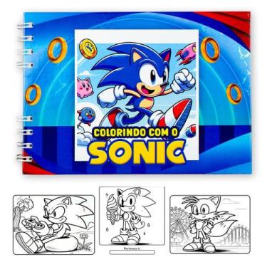 Imagem de Livro Colorir Sonic Infantil 50 Folhas Desenhos Pintar Capa Dura - Bob