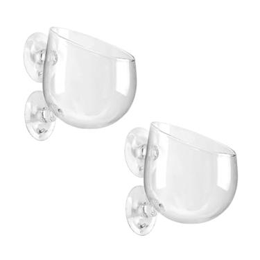 Imagem de WHJY Ventosas transparentes para aquário, suporte redondo para plantas de aquário, suporte de plantas de aquário e vasos de plantas de aquário – conjunto de 2, transparente