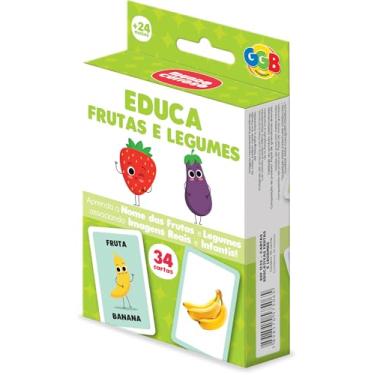 Imagem de Cartas Educa Frutas e Legumes 34 Cards Grandes GGB Plast
