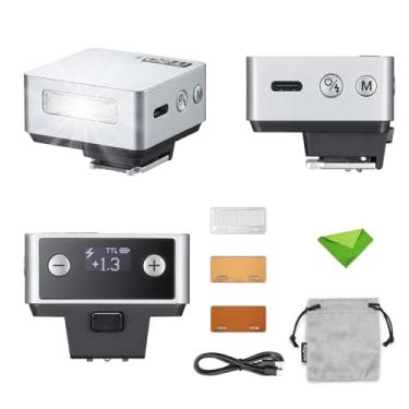 Imagem de Godox iT20 O iT20-O Flash TTL para câmeras Olympus Panasonic, flash de potência máxima de 700 Hz, tempo de reciclagem de 1,5 s, bateria de lítio integrada, mini flash com filtros coloridos (prata)