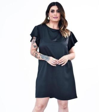 Imagem de Vestido Curto Manga Godê Cetim Zebelin Plus Size 42 Ao 52 - Sutsen, Pr