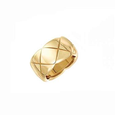Imagem de Shapes Studio Anéis banhados a ouro 18 k para mulheres, anel largo banhado a ouro, anéis de empilhamento, aliança de casamento estilo minimalista, banhado a ouro, Titânio