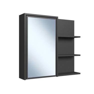 Imagem de Armário Espelheira para Banheiro 1 Porta 2 Prateleiras Grafite Paula ES2001 - Faema Móveis
