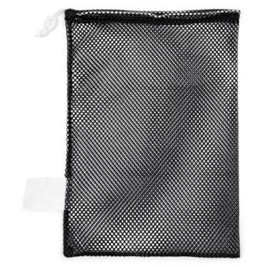 Imagem de Champion Sports Bolsa de malha para equipamentos esportivos, preta, 30,5 x 45,7 cm – Multiuso, bolsa de nylon com cordão e etiqueta de identificação para bolas, praia, lavanderia