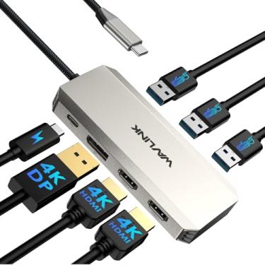 Imagem de Estação de ancoragem para laptop, estação de ancoragem WAVLINK tripla 4K com HDMI duplo, DP, 100W PD in, 3 USB-A2.0 para dispositivos sem fio, compatível com Dell/HP/Lenovo, etc., Windows Systerm