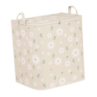 Imagem de Bothyi Saco de armazenamento de roupas, caixa de mudança para economizar espaço, grande com tampa, caixa de armazenamento para embalar roupas de cama, Margarida Bege