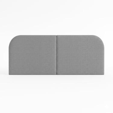 Imagem de Cabeceira Estofada Suspensa Clean Orgânica 1.4m ou 1.6m para Cama Casal Queen Cores Cinza e Bege (Cinza, Casal)