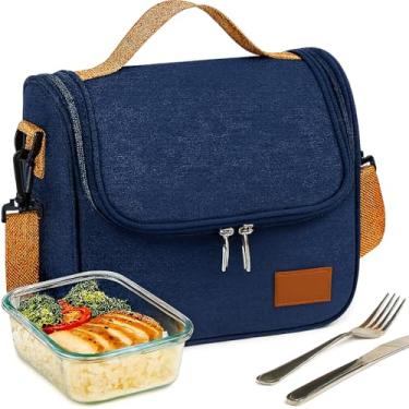 Imagem de Bolsa Térmica Unissex Premium – Estilo Elegante e Portátil | Mantém Frio e Quente | Tecido Oxford Impermeável | Ideal para Trabalho, Escola, Academia e Passeios (AZUL)