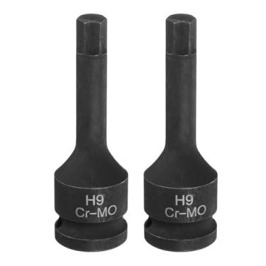 Imagem de Generic 2 peças H9 (9 mm) soquete de broca de impacto sextavado 1/5.1 cm soquete de chave de fenda CR-MO aço hexagonal alongado adaptador de soquete para chaves catracas elétricas parafusos de fixação