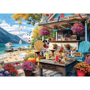Imagem de Quebra-cabeça JJYHULK Beach Dogs Flowers 2000 peças 99x71cm