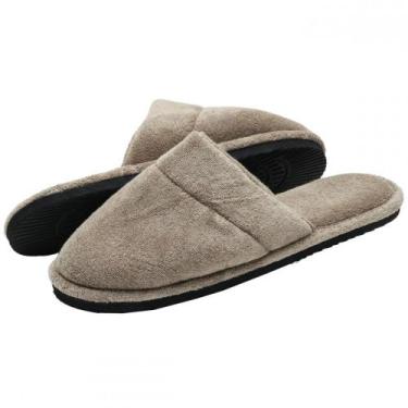 Imagem de Pantufa Atoalhada Masculina - Solado Leve Plano - Caqui - 37/38 - Puff