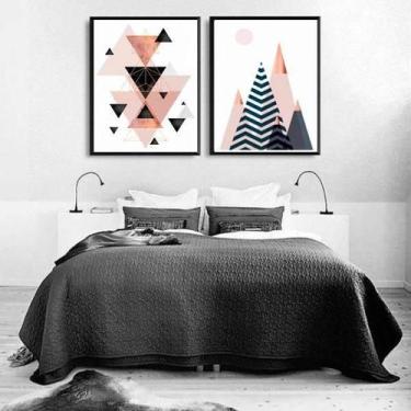 Imagem de Kit 2 Quadros Figuras Geométricas Roses 33X24Cm - Branca - Quadros On-