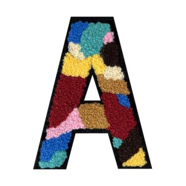 Imagem de 1 peça de patch de letra de chenille de ferro de camuflagem de 11,4 cm – adesivos do alfabeto para roupas, jaquetas, mochilas, chapéus para decoração personalizada, nome personalizado e artesanato. (A