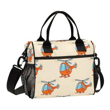Imagem de ATTX Lancheira fofa com isolamento de helicóptero de desenho animado - bolsa térmica portátil grande com alça removível para trabalho, praia, piquenique #135