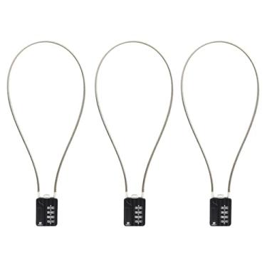 Imagem de RESET -200 (pacote com 3) Cadeado de cabo flexível de combinação de 4 dígitos, trava de 50 cm de comprimento, cabo de 3 mm de diâmetro para tampa de lixeira, armário, cabideiro, bagagem, mala, arma