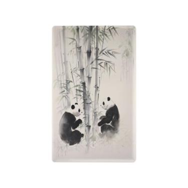 Imagem de Blueangle Placa de parede decoradora de capa em branco, tamanho padrão, 1 gangue panda chinês, capa de interruptor de bambu para quarto de escritório em casa, 4,53 x 2,76 polegadas (212)