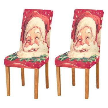 Imagem de SEHANY Conjunto de 4 capas de cadeira de gnomo de Papai Noel para sala de jantar, elástico, removível e lavável, para cozinha, hotel, festa, decoração de Natal