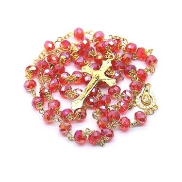 Imagem de CACALOSS Rosarios Catolicos Para Mujer Rosário Católico Feminino Rosário Rosário Rosário Stal Contas de Rosário Católico para Mulheres Usado para Oração (Vermelho)