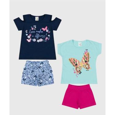 Imagem de Kit 2 Conjuntos Infantil Menina Blusa e Short Verão - Yupy, 6