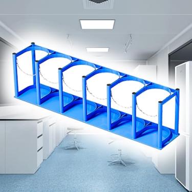 Imagem de Suporte de tanque de oxigênio pequeno - Rack de armazenamento de tanque de oxigênio para montagem no chão com corrente - Transportador de garrafa de gás para laboratório, clínica e hospital (L-111 cm