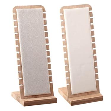 Imagem de Porta-joias, 2 peças, elegante, suporte de mesa, couro de camurça em forma de L para colar, pulseiras, brincos perfurados, suporte para exibição de joias