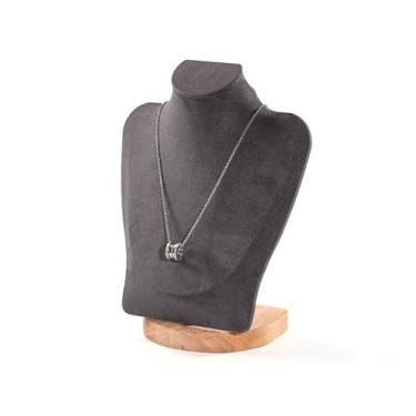 Imagem de Suporte de joias com pingente de janela arranjos de joias de madeira para retratos de pescoço para loja de joias expositores de colar expositor de joias (cinza)