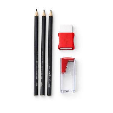 Imagem de Kit Faber-Castell 3 Lápis + Borracha + Apontador com Depósito - Faber-
