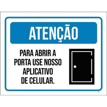 Imagem de Placa Acm Atenção Abrir Porta Use Aplicativo 18X23